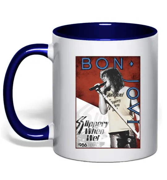 Чашка с цветной ручкой Bon Jovi 1986 Глубокий темно-синий фото