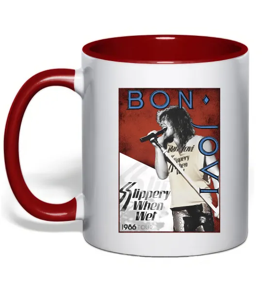 Чашка с цветной ручкой Bon Jovi 1986 Красный фото
