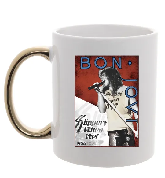 Чашка с цветной ручкой Bon Jovi 1986 Золото фото