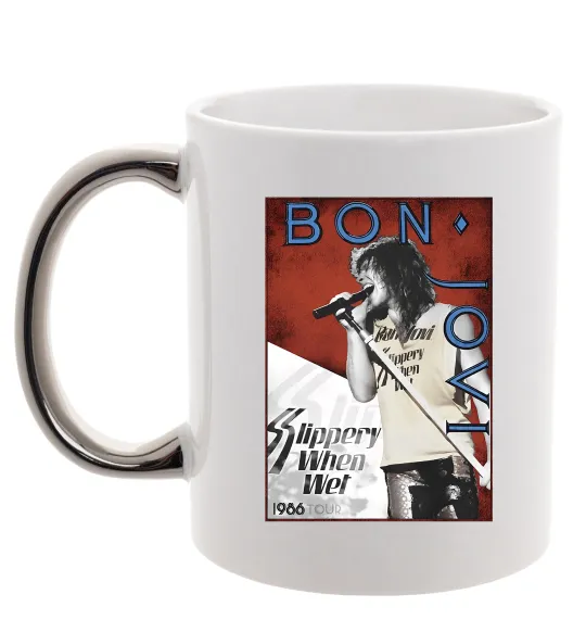 Чашка с цветной ручкой Bon Jovi 1986 Серебро фото