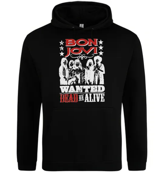 Мужская толстовка (худи) Bon Jovi Wanted dead or alive Черный фото