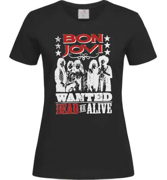 Женская футболка Bon Jovi Wanted dead or alive Черный фото