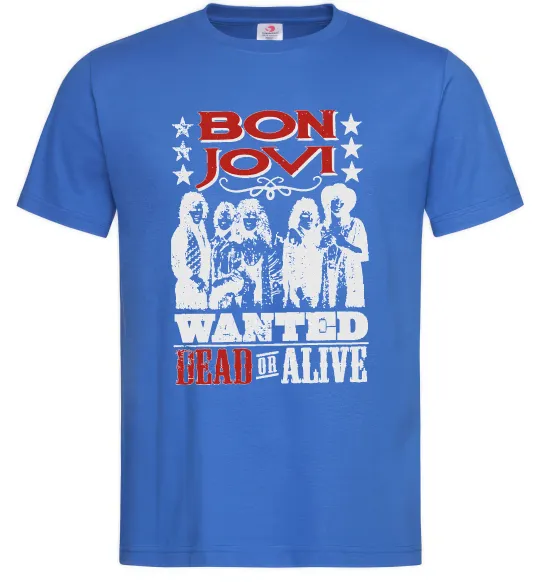 Мужская футболка Bon Jovi Wanted dead or alive Ярко-синий фото