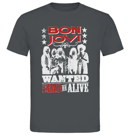 Мужская футболка Bon Jovi Wanted dead or alive Графит фото