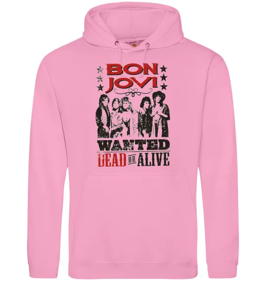 Мужская толстовка (худи) Bon Jovi Wanted dead or alive Розовый фото