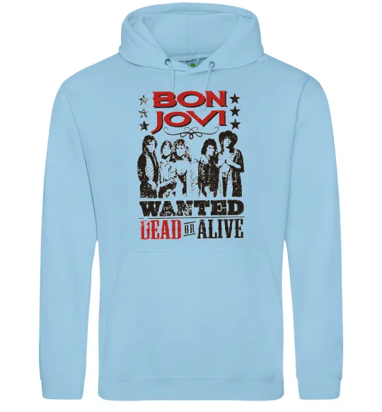 Мужская толстовка (худи) Bon Jovi Wanted dead or alive Голубой фото