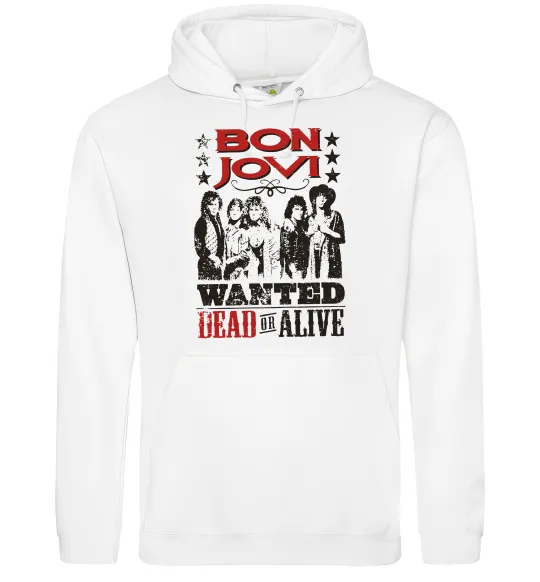 Женская толстовка (худи) Bon Jovi Wanted dead or alive Белый фото