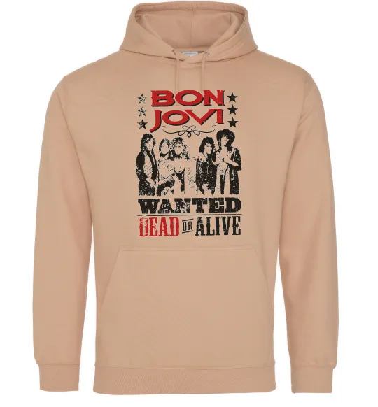 Женская толстовка (худи) Bon Jovi Wanted dead or alive Песочный фото