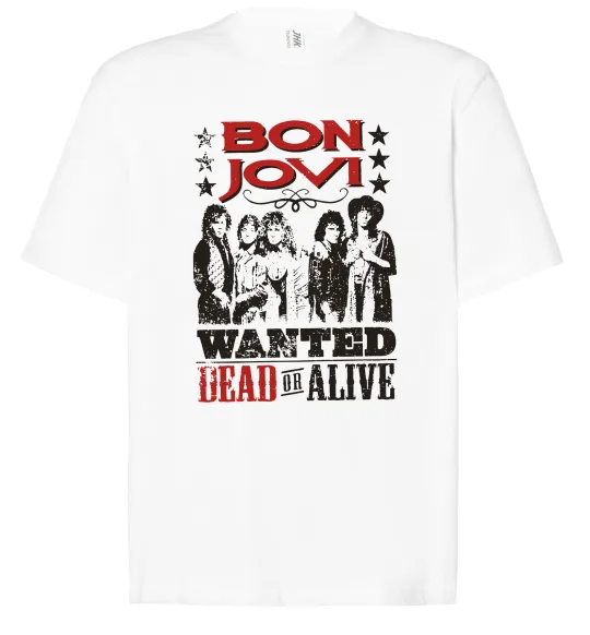Футболка Оверсайз Bon Jovi Wanted dead or alive Белый фото