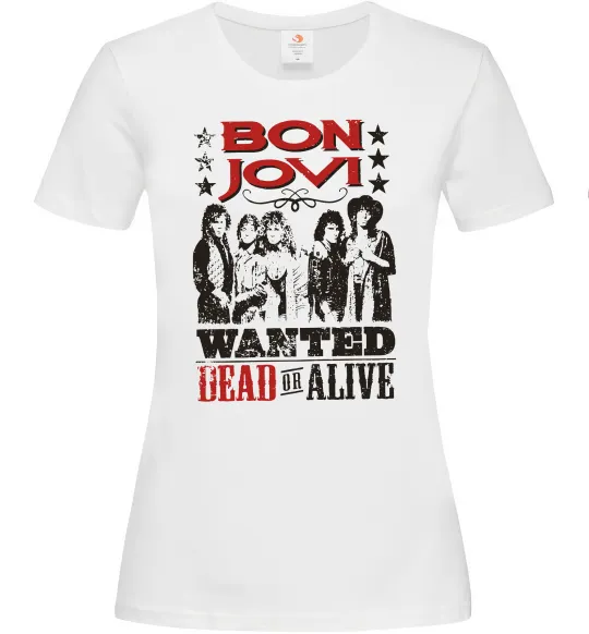 Женская футболка Bon Jovi Wanted dead or alive Белый фото