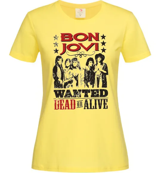 Женская футболка Bon Jovi Wanted dead or alive Лимонный фото
