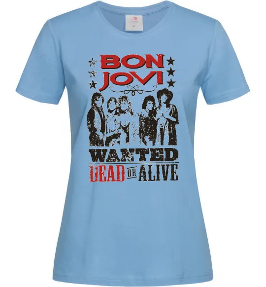 Женская футболка Bon Jovi Wanted dead or alive Голубой фото
