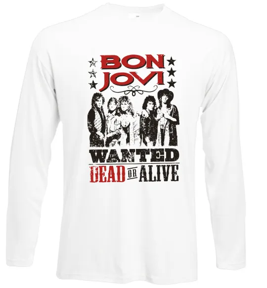 Лонгслив Bon Jovi Wanted dead or alive Белый фото