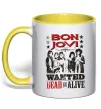 Чашка с цветной ручкой Bon Jovi Wanted dead or alive Солнечно желтый фото