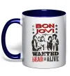 Чашка с цветной ручкой Bon Jovi Wanted dead or alive Глубокий темно-синий фото