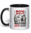 Чашка с цветной ручкой Bon Jovi Wanted dead or alive Черный фото