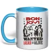 Чашка с цветной ручкой Bon Jovi Wanted dead or alive Голубой фото