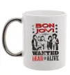 Чашка с цветной ручкой Bon Jovi Wanted dead or alive Серебро фото