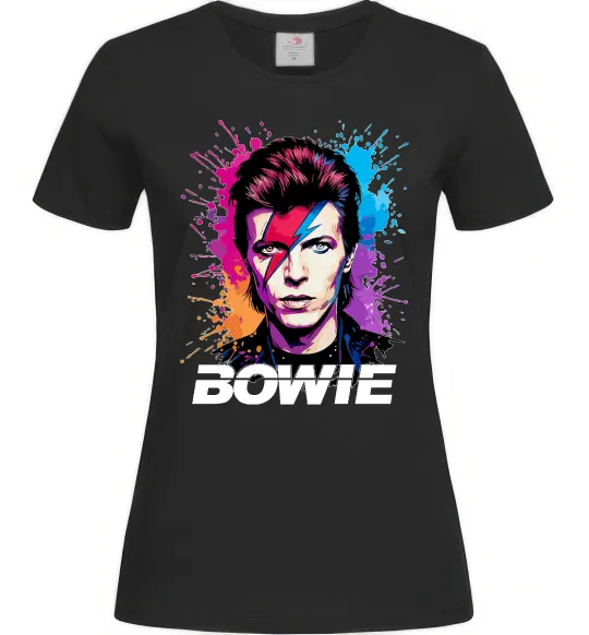 Жіноча футболка Bowie art Чорний фото