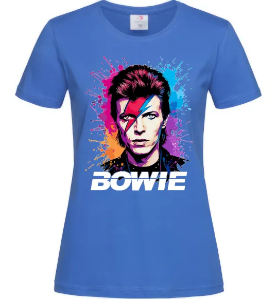 Жіноча футболка Bowie art Яскраво-синій фото