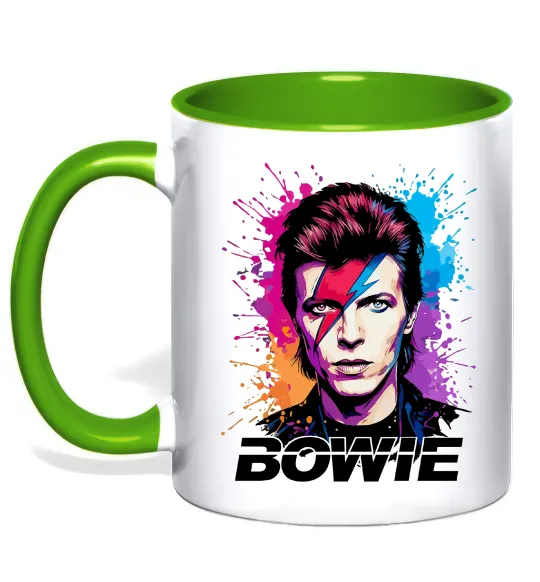 Чашка с цветной ручкой Bowie art Лаймовый фото