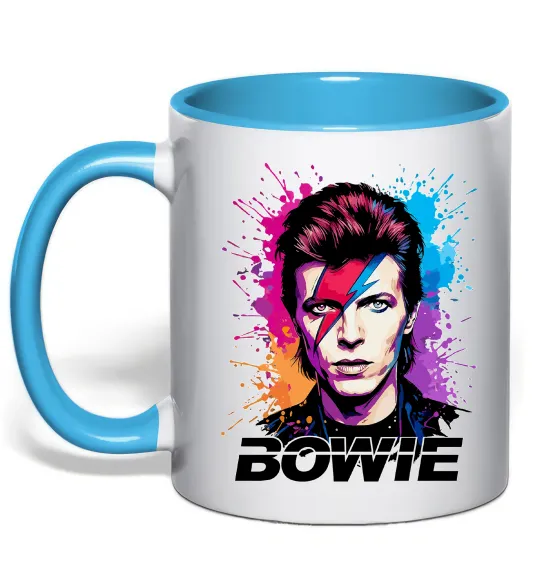 Чашка с цветной ручкой Bowie art Голубой фото