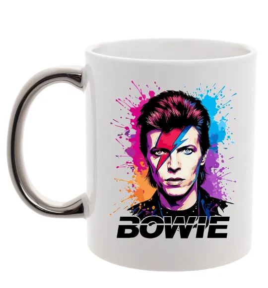 Чашка с цветной ручкой Bowie art Серебро фото
