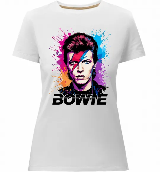 Жіноча преміум футболка Bowie art Білий фото
