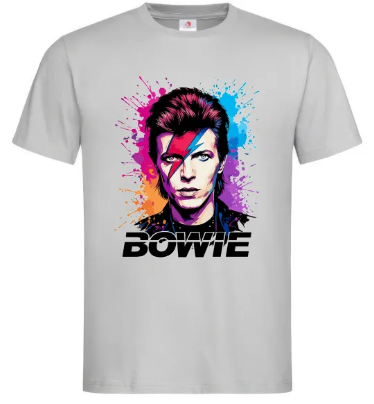 Мужская футболка Bowie art Серый фото
