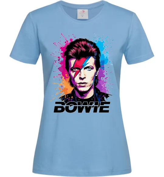 Жіноча футболка Bowie art Блакитний фото