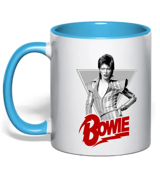 Чашка з кольоровою ручкою David Bowie Блакитний фото