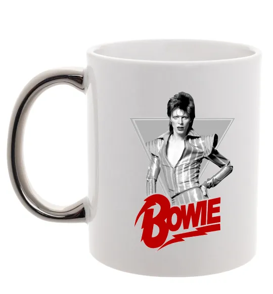 Чашка з кольоровою ручкою David Bowie Срібло фото