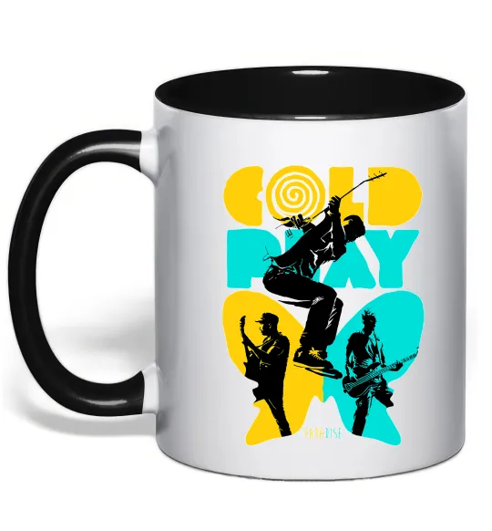 Чашка з кольоровою ручкою Coldplay Paradise Чорний фото