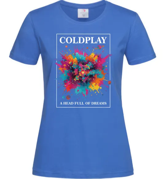 Жіноча футболка Coldplay Head full of dreams Яскраво-синій фото