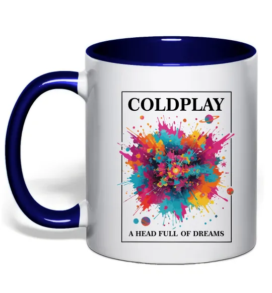 Чашка з кольоровою ручкою Coldplay Head full of dreams Глибокий темно-синій фото