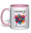 Чашка з кольоровою ручкою Coldplay Head full of dreams Ніжно рожевий фото