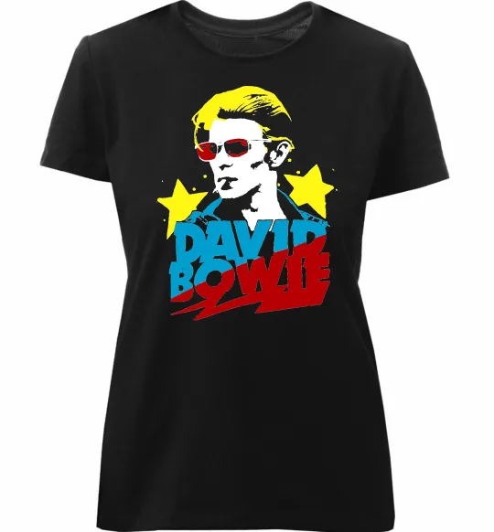 Женская премиум футболка Bowie David Черный фото