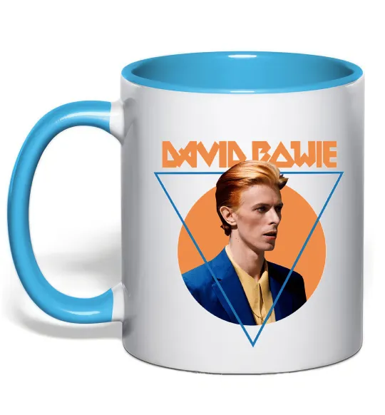 Чашка с цветной ручкой David Bowie photo Голубой фото