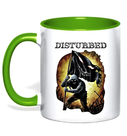 Чашка с цветной ручкой Disturbed Зеленый фото