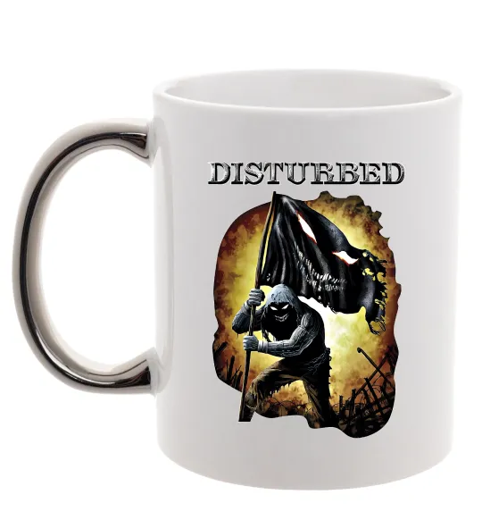 Чашка с цветной ручкой Disturbed Серебро фото