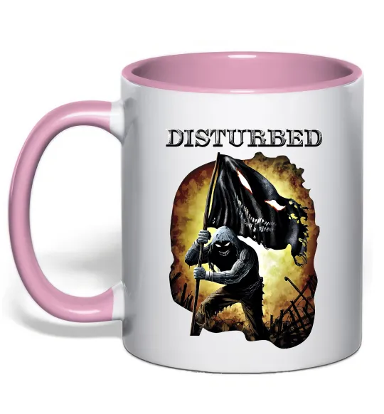 Чашка с цветной ручкой Disturbed Нежно розовый фото