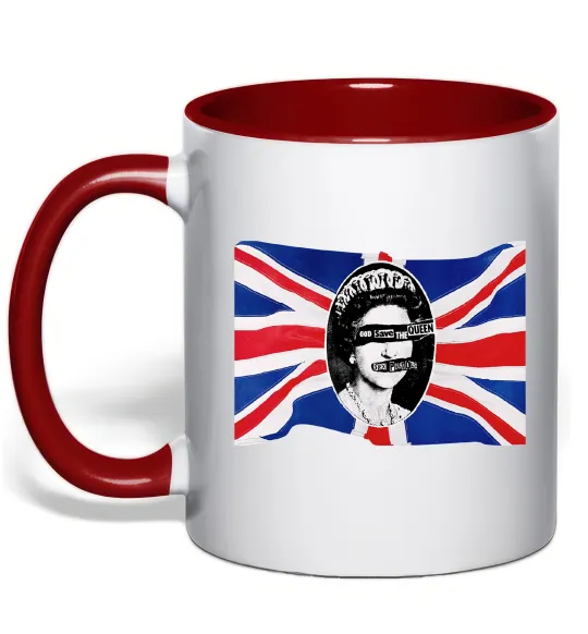 Чашка с цветной ручкой Sex Pistols God save the queen Красный фото