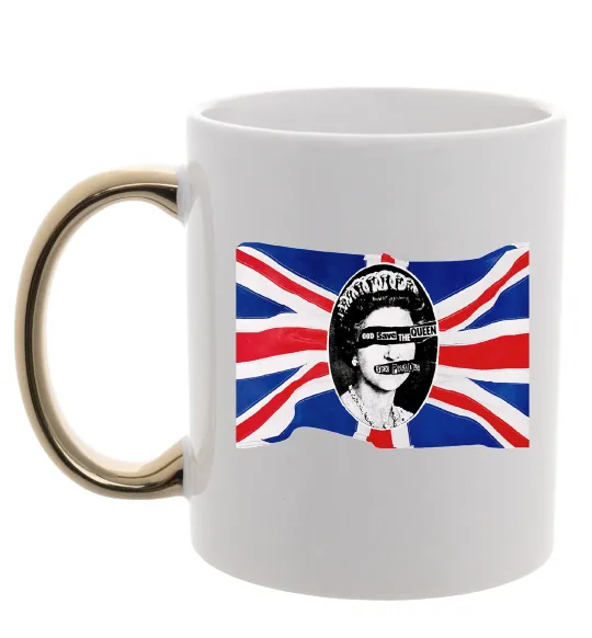 Чашка с цветной ручкой Sex Pistols God save the queen Золото фото