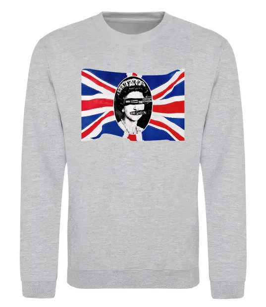 Свитшот Sex Pistols God save the queen Серый меланж фото
