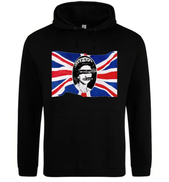 Мужская толстовка (худи) Sex Pistols God save the queen Черный фото