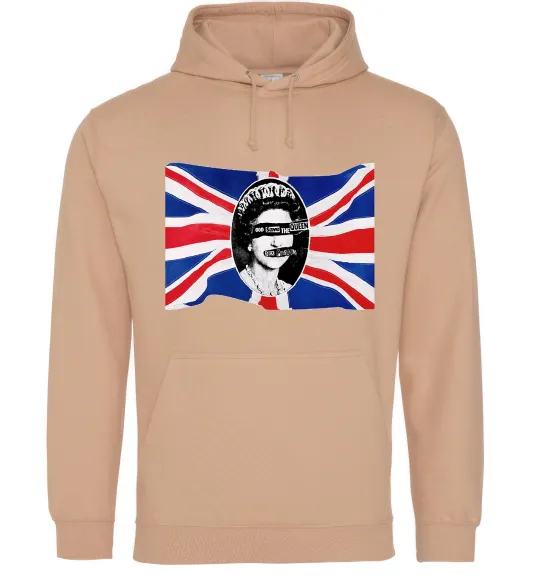 Мужская толстовка (худи) Sex Pistols God save the queen Песочный фото