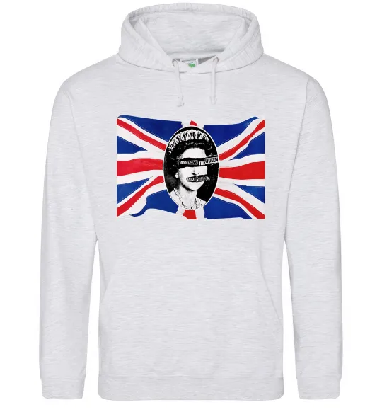 Женская толстовка (худи) Sex Pistols God save the queen Серый меланж фото