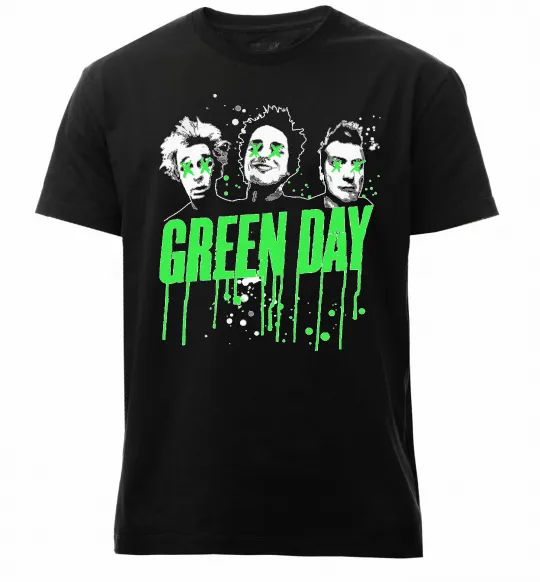Мужская премиум футболка Green Day band Черный фото