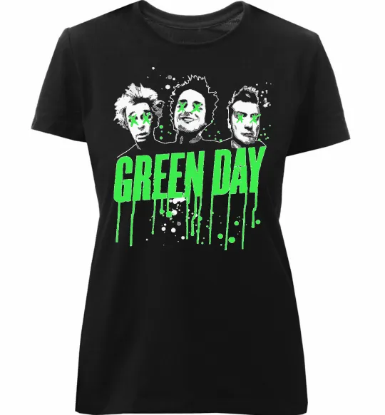 Женская премиум футболка Green Day band Черный фото