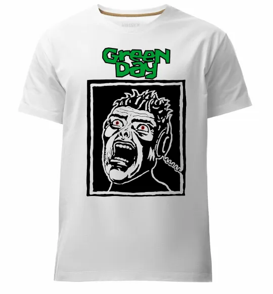 Мужская премиум футболка Green Day Scream Белый фото